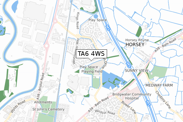 TA6 4WS map - small scale - OS Open Zoomstack (Ordnance Survey)