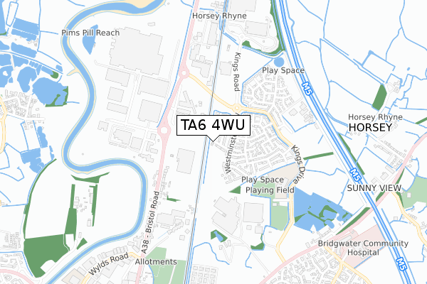 TA6 4WU map - small scale - OS Open Zoomstack (Ordnance Survey)