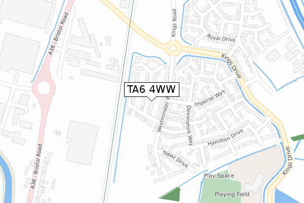 TA6 4WW map - large scale - OS Open Zoomstack (Ordnance Survey)