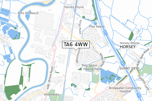 TA6 4WW map - small scale - OS Open Zoomstack (Ordnance Survey)