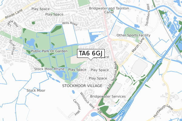 TA6 6GJ map - small scale - OS Open Zoomstack (Ordnance Survey)