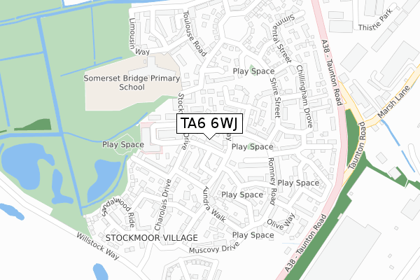 TA6 6WJ map - large scale - OS Open Zoomstack (Ordnance Survey)