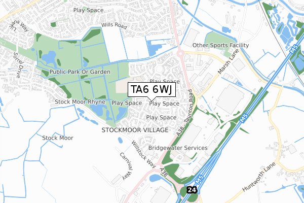 TA6 6WJ map - small scale - OS Open Zoomstack (Ordnance Survey)