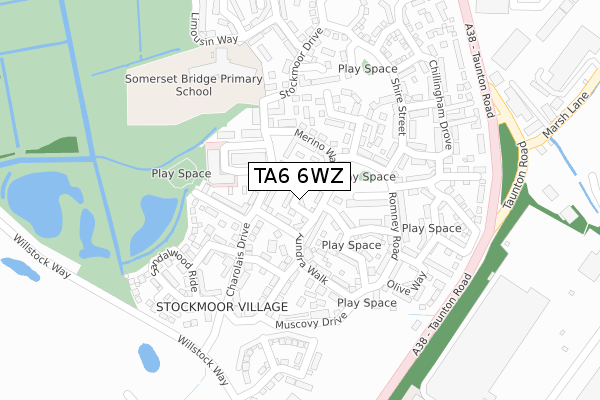 TA6 6WZ map - large scale - OS Open Zoomstack (Ordnance Survey)