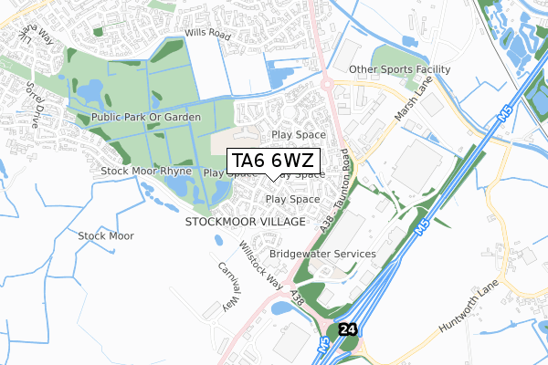 TA6 6WZ map - small scale - OS Open Zoomstack (Ordnance Survey)