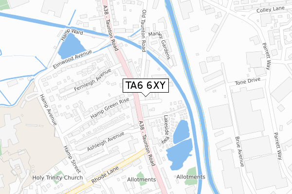 TA6 6XY map - large scale - OS Open Zoomstack (Ordnance Survey)