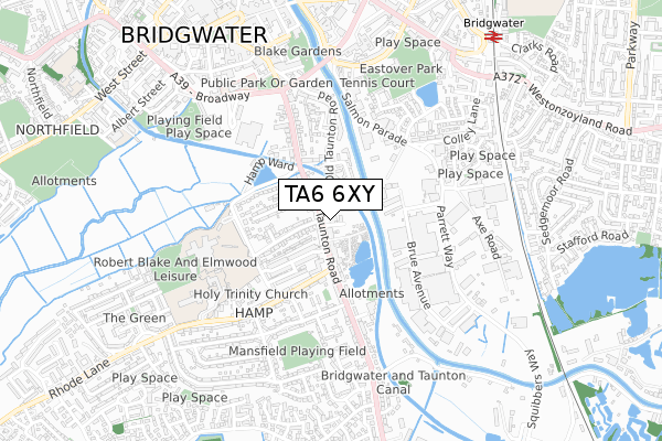 TA6 6XY map - small scale - OS Open Zoomstack (Ordnance Survey)