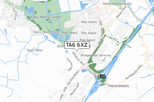 TA6 6XZ map - small scale - OS Open Zoomstack (Ordnance Survey)