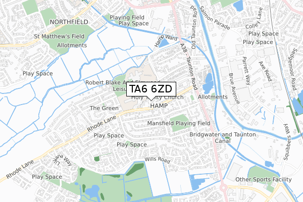 TA6 6ZD map - small scale - OS Open Zoomstack (Ordnance Survey)