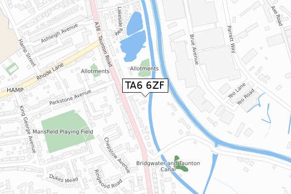 TA6 6ZF map - large scale - OS Open Zoomstack (Ordnance Survey)