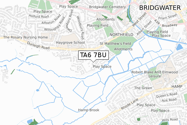 TA6 7BU map - small scale - OS Open Zoomstack (Ordnance Survey)