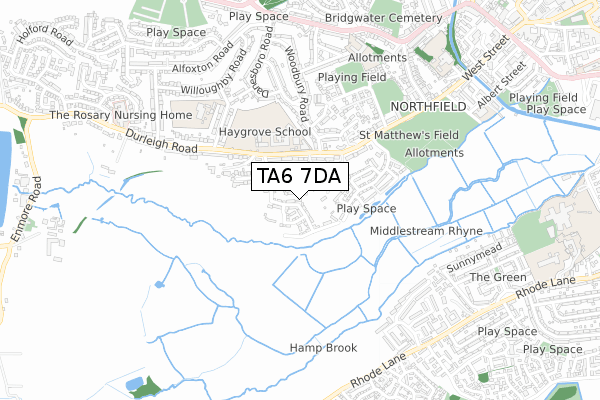 TA6 7DA map - small scale - OS Open Zoomstack (Ordnance Survey)