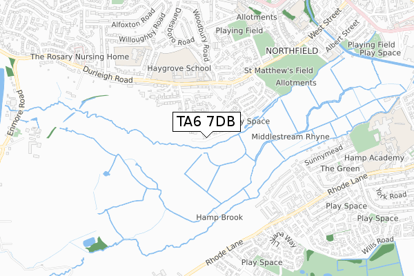 TA6 7DB map - small scale - OS Open Zoomstack (Ordnance Survey)