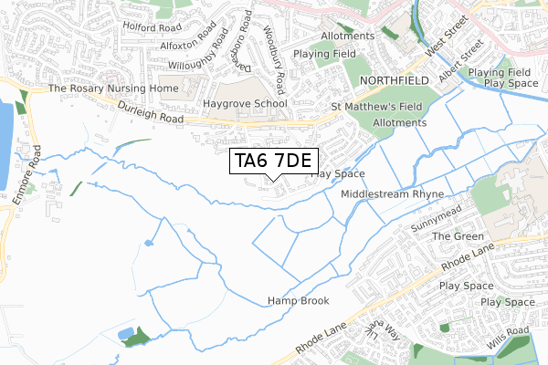 TA6 7DE map - small scale - OS Open Zoomstack (Ordnance Survey)