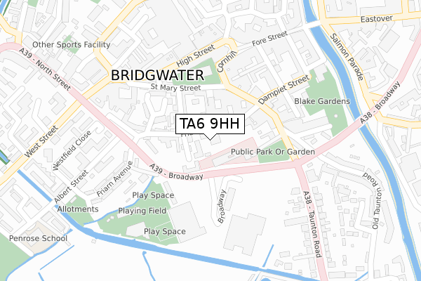 TA6 9HH map - large scale - OS Open Zoomstack (Ordnance Survey)