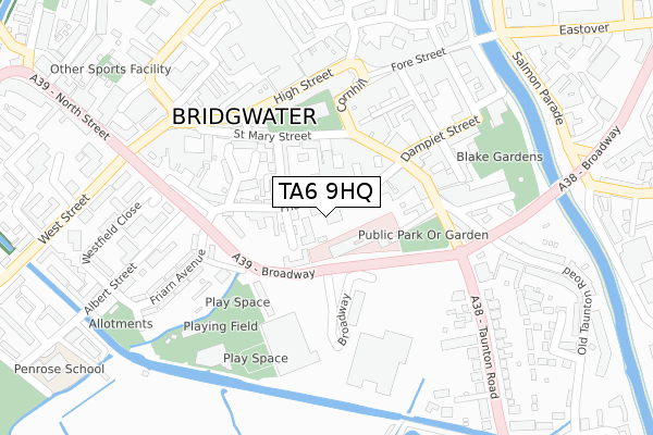 TA6 9HQ map - large scale - OS Open Zoomstack (Ordnance Survey)