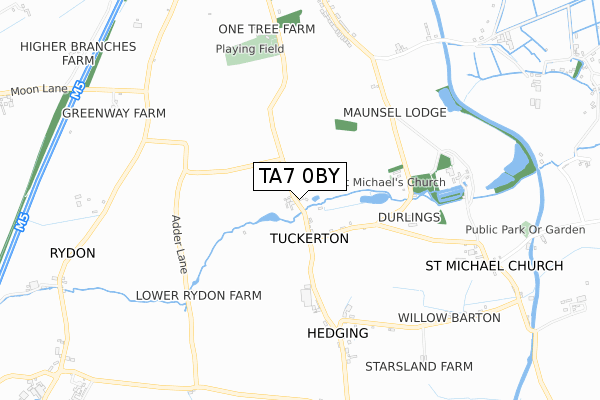 TA7 0BY map - small scale - OS Open Zoomstack (Ordnance Survey)