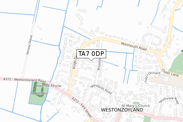 TA7 0DP map - large scale - OS Open Zoomstack (Ordnance Survey)