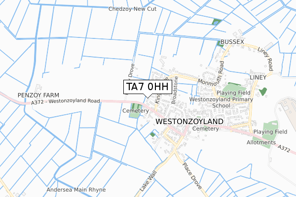 TA7 0HH map - small scale - OS Open Zoomstack (Ordnance Survey)