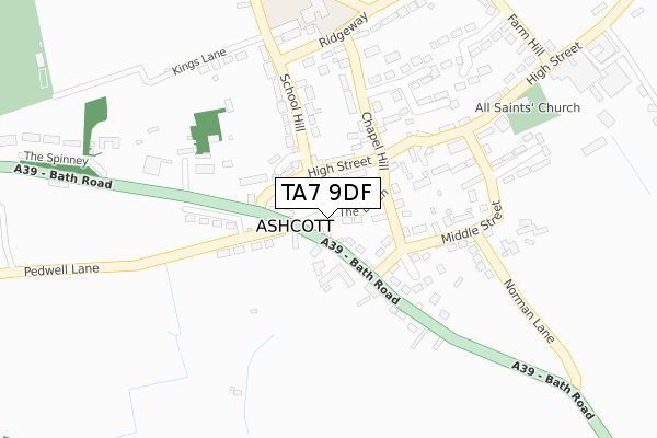 TA7 9DF map - large scale - OS Open Zoomstack (Ordnance Survey)