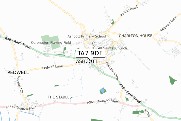 TA7 9DF map - small scale - OS Open Zoomstack (Ordnance Survey)