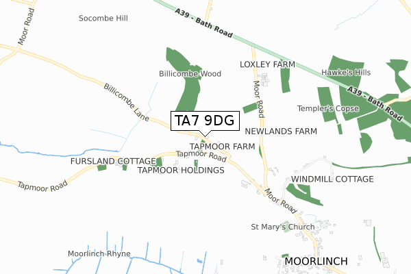 TA7 9DG map - small scale - OS Open Zoomstack (Ordnance Survey)