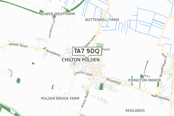 TA7 9DQ map - small scale - OS Open Zoomstack (Ordnance Survey)