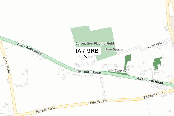 TA7 9RB map - large scale - OS Open Zoomstack (Ordnance Survey)