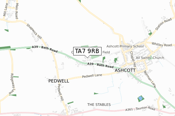 TA7 9RB map - small scale - OS Open Zoomstack (Ordnance Survey)