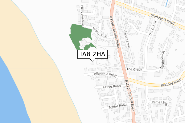 TA8 2HA map - large scale - OS Open Zoomstack (Ordnance Survey)