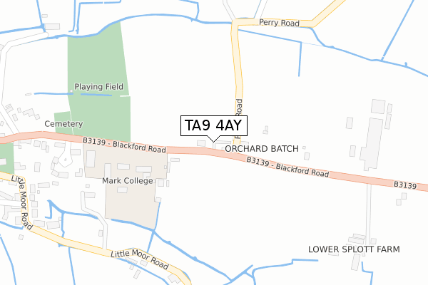 TA9 4AY map - large scale - OS Open Zoomstack (Ordnance Survey)