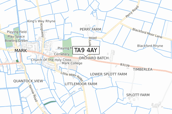 TA9 4AY map - small scale - OS Open Zoomstack (Ordnance Survey)