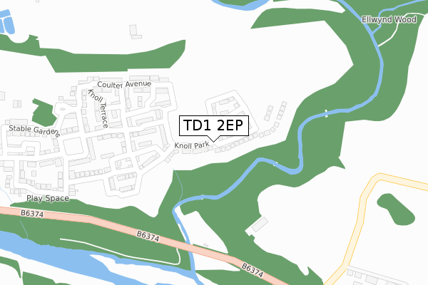 TD1 2EP map - large scale - OS Open Zoomstack (Ordnance Survey)