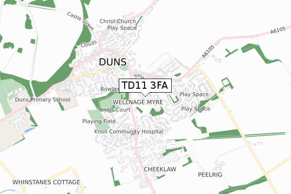 TD11 3FA map - small scale - OS Open Zoomstack (Ordnance Survey)