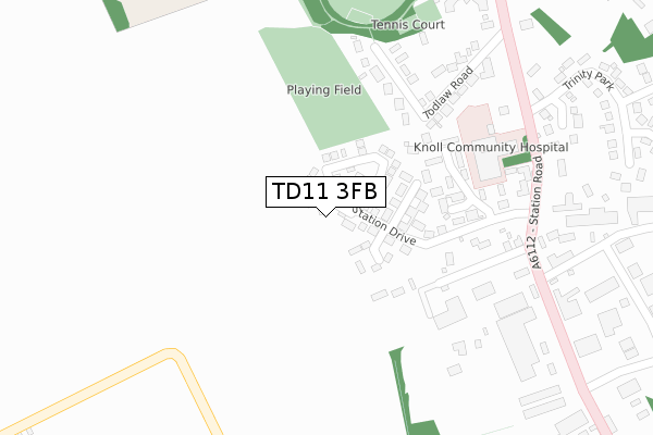 TD11 3FB map - large scale - OS Open Zoomstack (Ordnance Survey)