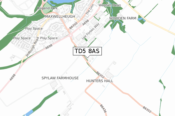 TD5 8AS map - small scale - OS Open Zoomstack (Ordnance Survey)