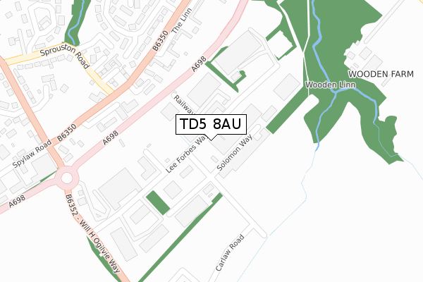 TD5 8AU map - large scale - OS Open Zoomstack (Ordnance Survey)