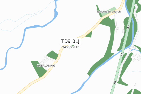 TD9 0LJ map - large scale - OS Open Zoomstack (Ordnance Survey)