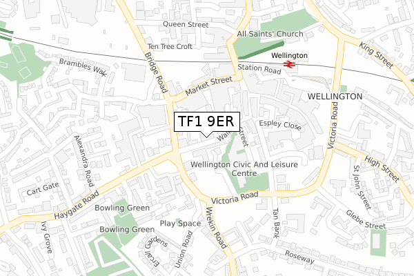 TF1 9ER map - large scale - OS Open Zoomstack (Ordnance Survey)