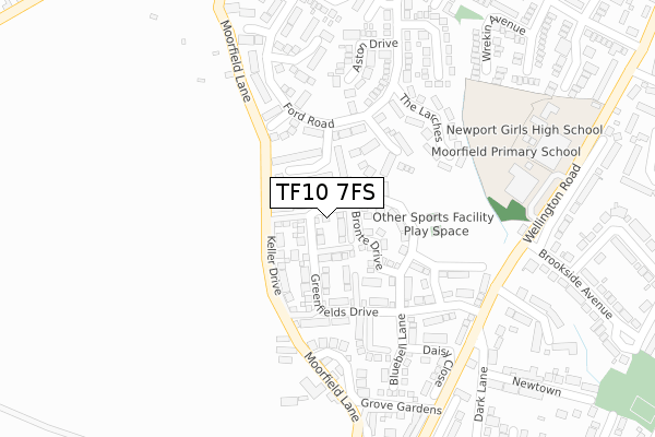 TF10 7FS map - large scale - OS Open Zoomstack (Ordnance Survey)