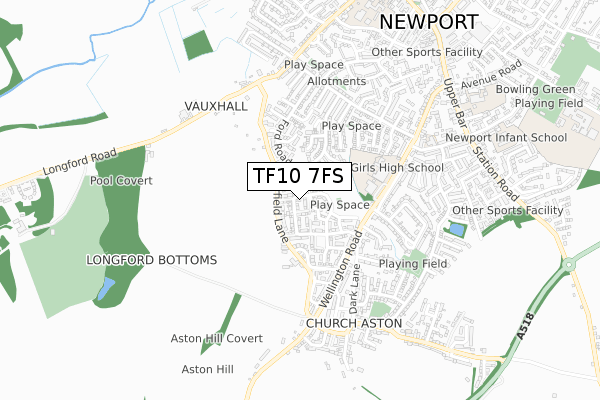 TF10 7FS map - small scale - OS Open Zoomstack (Ordnance Survey)