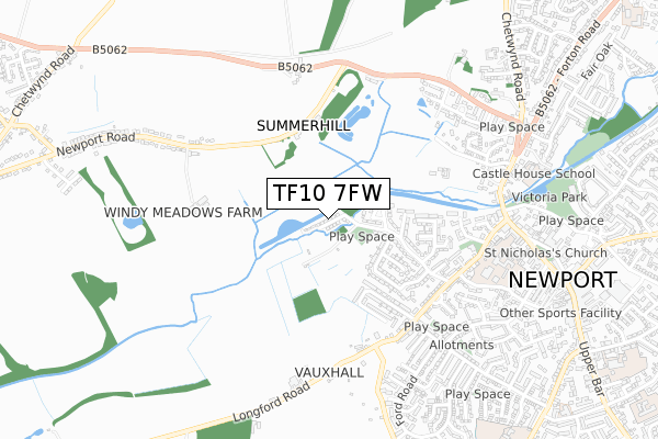 TF10 7FW map - small scale - OS Open Zoomstack (Ordnance Survey)