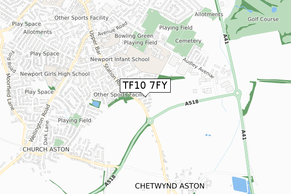 TF10 7FY map - small scale - OS Open Zoomstack (Ordnance Survey)