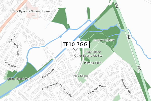 TF10 7GG map - large scale - OS Open Zoomstack (Ordnance Survey)