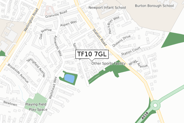 TF10 7GL map - large scale - OS Open Zoomstack (Ordnance Survey)