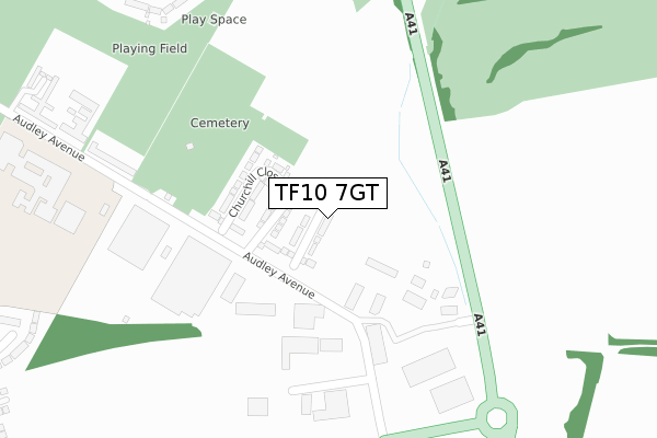 TF10 7GT map - large scale - OS Open Zoomstack (Ordnance Survey)