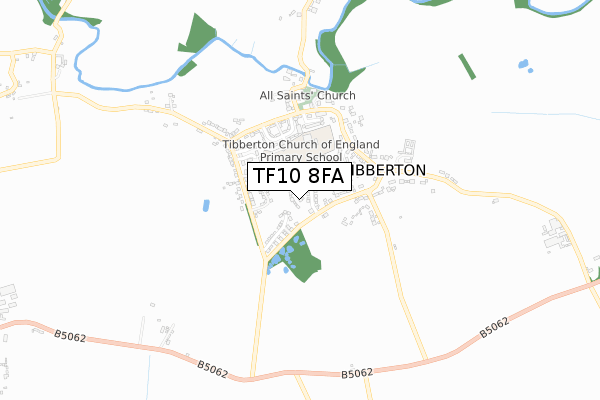 TF10 8FA map - small scale - OS Open Zoomstack (Ordnance Survey)