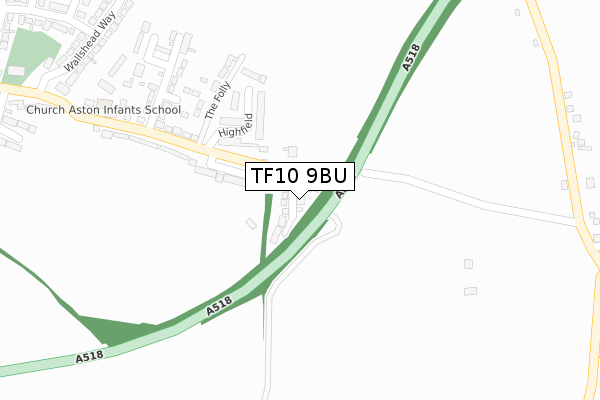 TF10 9BU map - large scale - OS Open Zoomstack (Ordnance Survey)