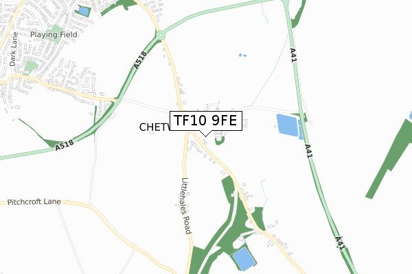 TF10 9FE map - small scale - OS Open Zoomstack (Ordnance Survey)