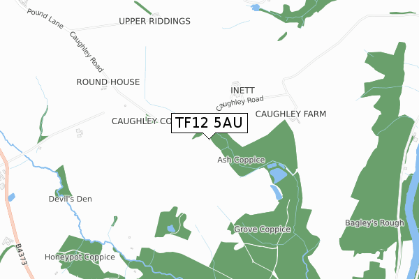 TF12 5AU map - small scale - OS Open Zoomstack (Ordnance Survey)